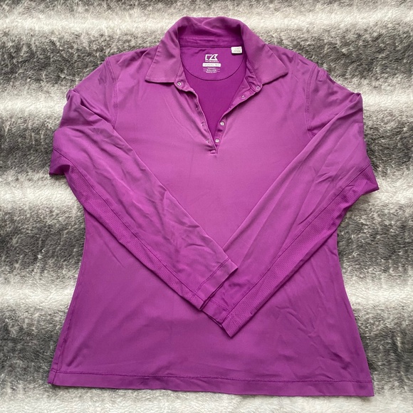 Cutter And Buck Women’s 1/4 Button Up Long Sleeve Top CB DRYTEC UPF 50+ L - Pic - Picture 1 of 9